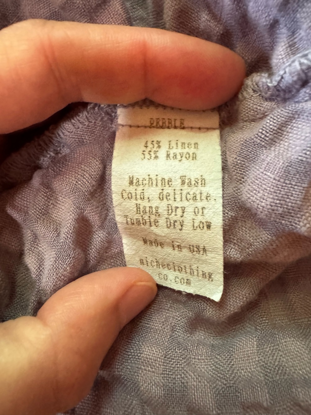 Niche by Habitat Linen Rayon Crinkle Tunic Top Lavender Large Lagenlook - Picture 5 of 5
